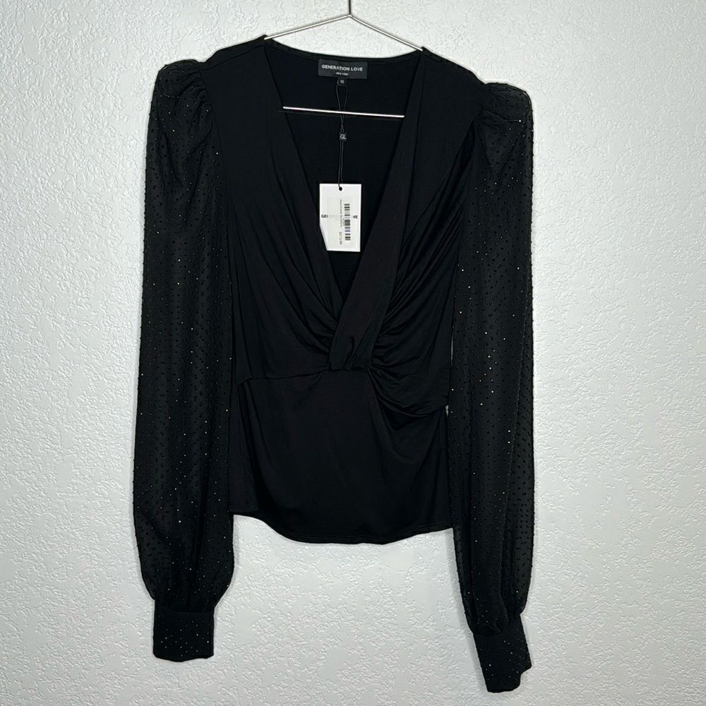 NWT Generation Love ROMI CRYSTAL TOP XS Black - Picture 3 of 13